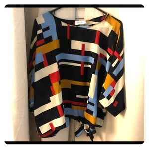 dolman sleeve adorable mixed print Top